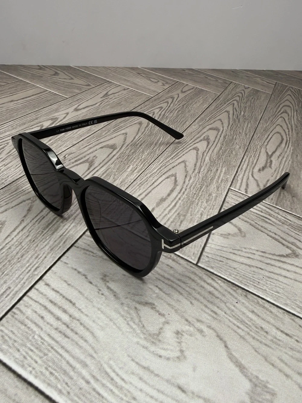Tom Ford Black Slim Rectangular Men’s Sunglasses